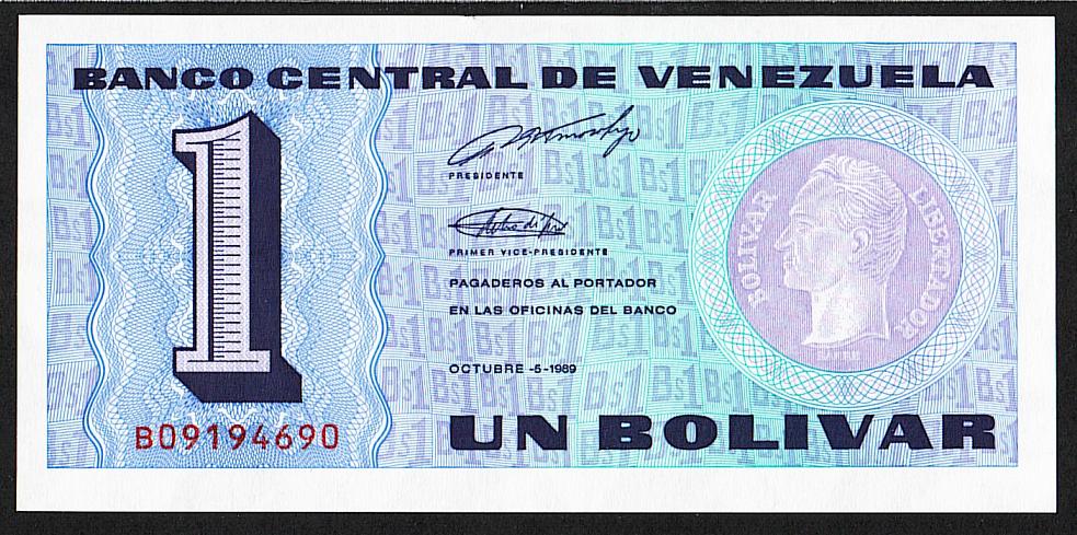 Венесуэла. 1 боливар. 1989г. UNC. ПРЕСС. В1-4408