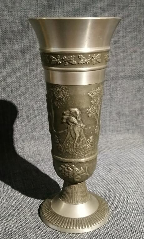 🇩🇪 Кубок бокал винный собака лось охота ружье дичь олово Германия винтаж