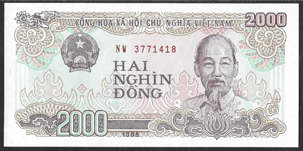 Вьетнам. 2000 донг. 1988г. UNC. ПРЕСС. В1-4154
