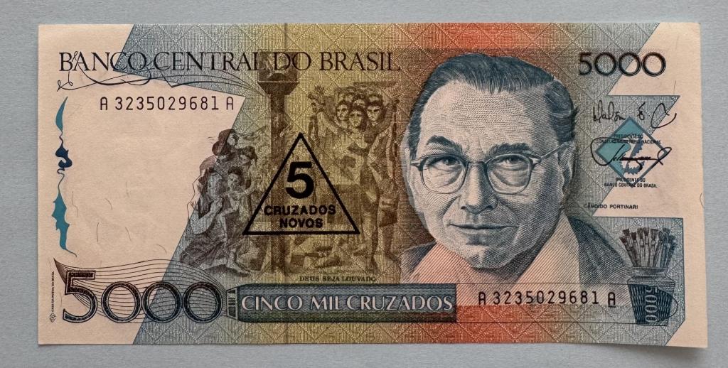 Бразилия. 5000 крузадо. 5 крузадо ново. 1989. UNС.
