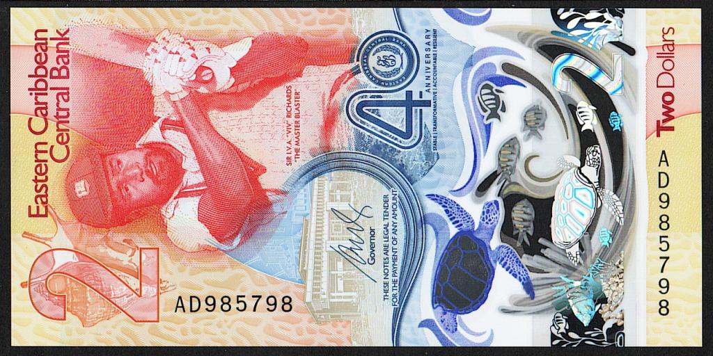 Восточные Карибы. 2 доллара. 2023 г. (2024). Полимер. UNC. ПРЕСС. В1-4335