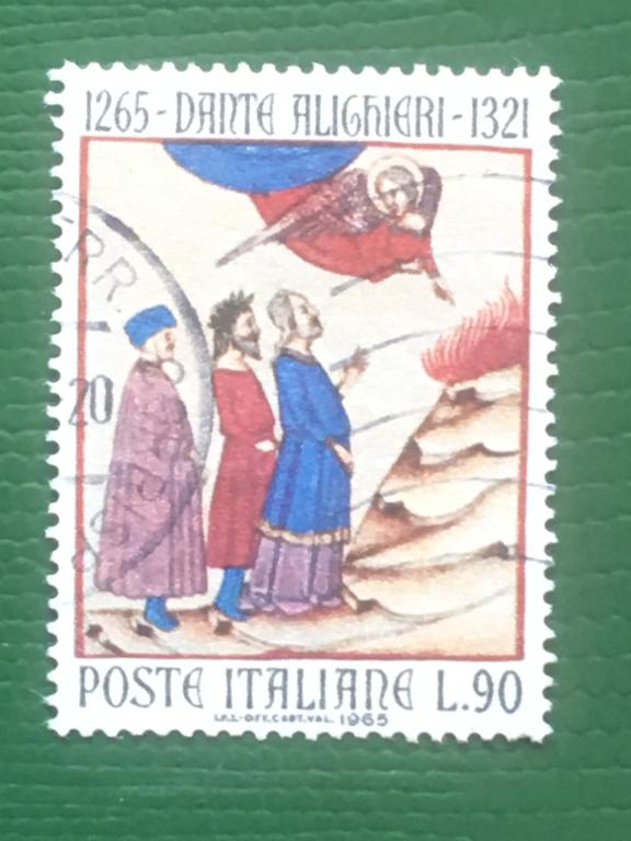 Марка. 700-летие со дня рождения Данте.  Италия. 1965 г.