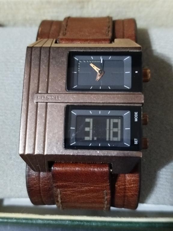 ОРИГИНАЛЬНЫЕ ЧАСЫ FOSSIL JR-9852.ДВОЙНОЕ ВРЕМЯ.