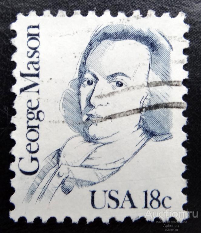 Марка гашение Выдающиеся американцы "Джордж Мэйсон" George Mason, США 1980