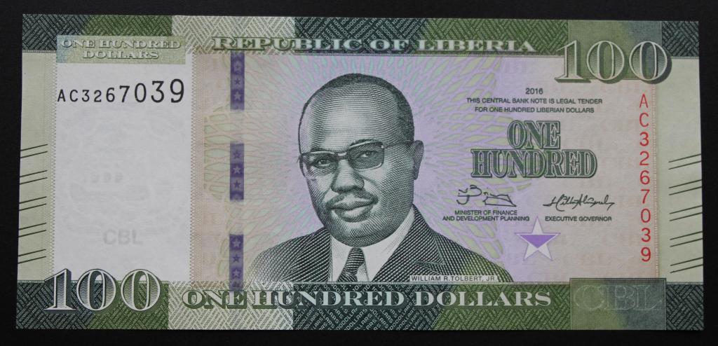 ЛИБЕРИЯ 100 долларов 2016 UNC