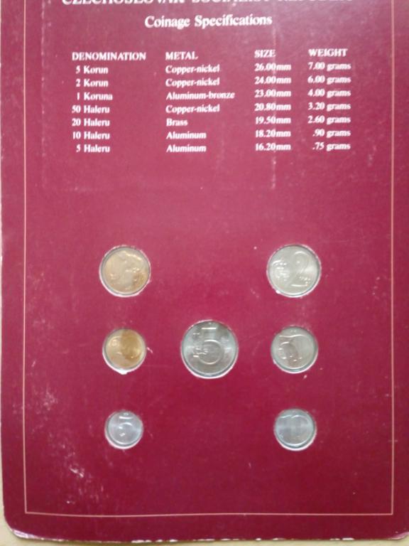 Чехословакия набор 5 монет 1974-1980 гг в буклете unc