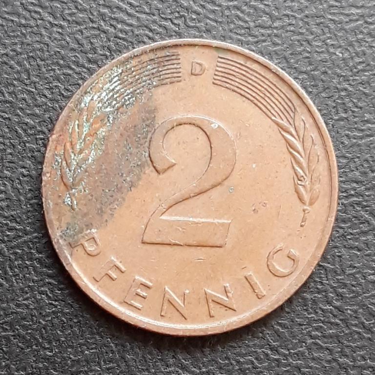Германия ФРГ  2 пфеннига 1986