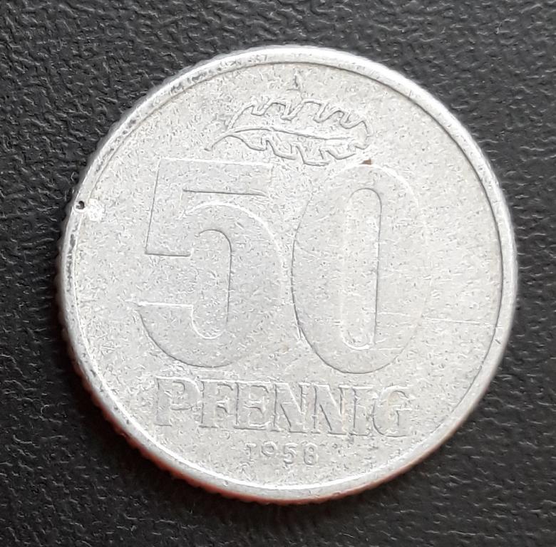 Германия  ГДР  50 пфеннигов 1958
