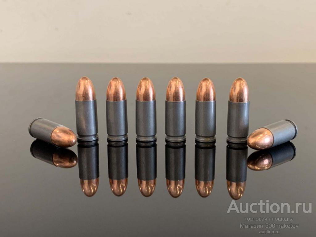 ММГ Макет патрона 9х19 Luger, FMJ, сталь в сером полимере
