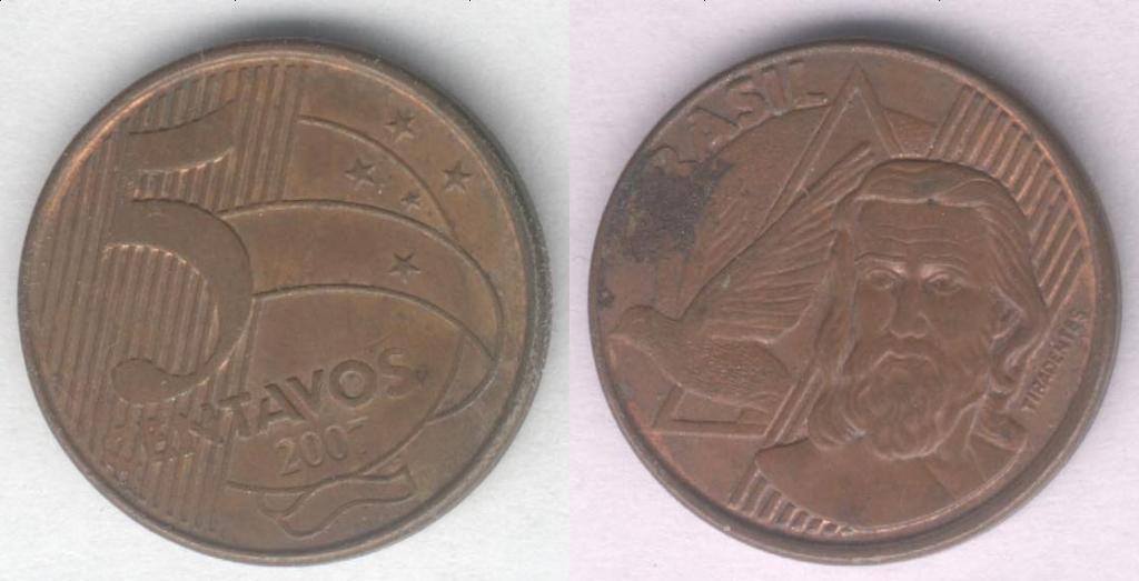 Монета Бразилия 5 сентаво 2007 г. VF