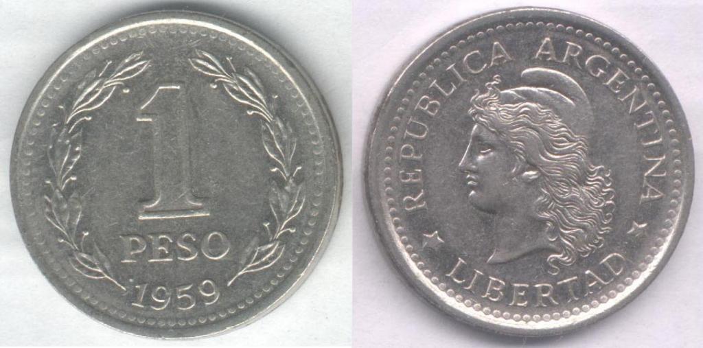 Монета Аргентина 1 песо 1959 г. XF