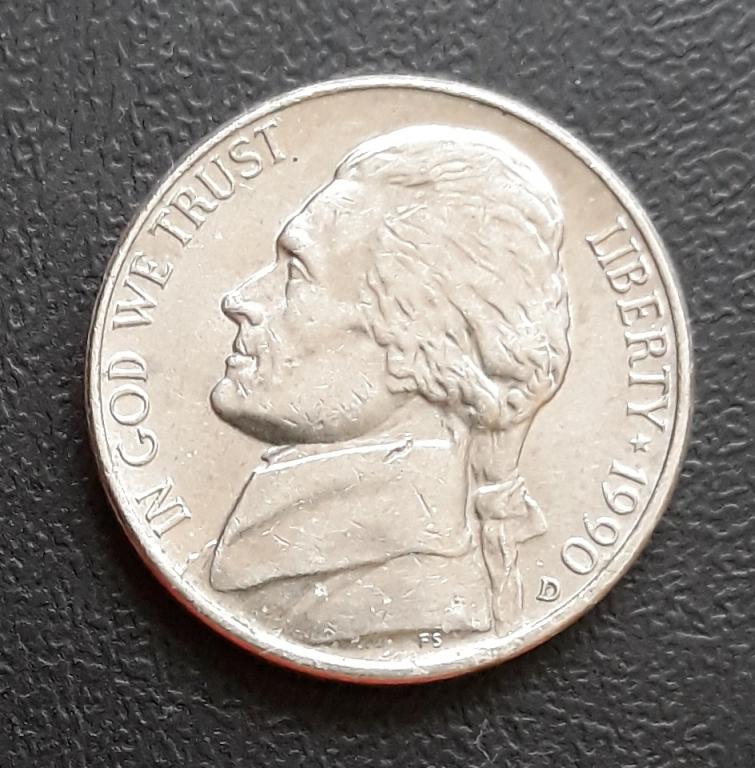 США  5 цент 1990г.