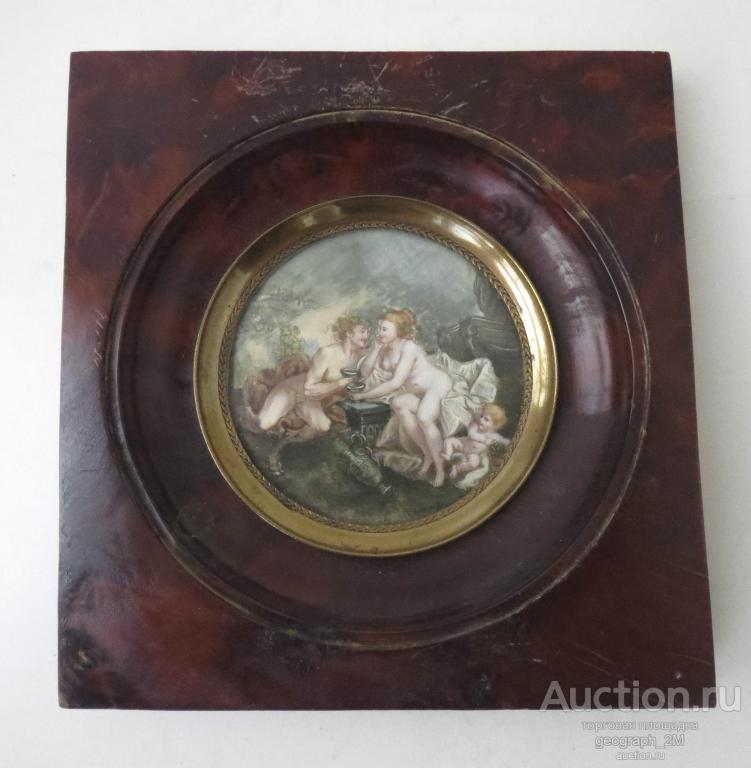 Миниатюра на кости Мифологическая сцена. 19-й век, подписная