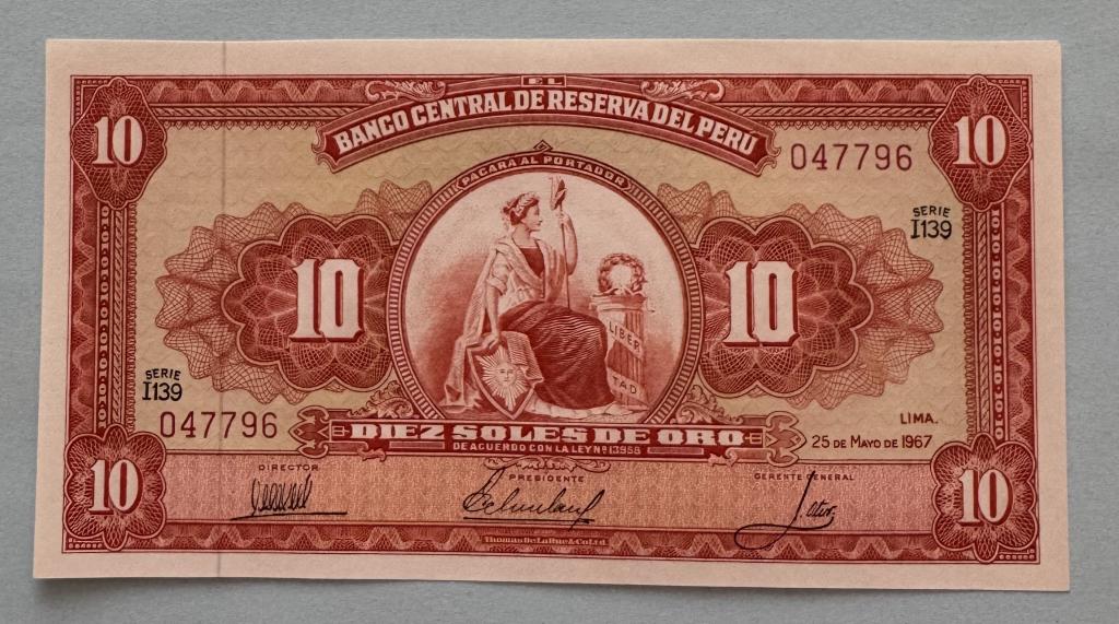 Перу. 10 соль. 1967. UNC.
