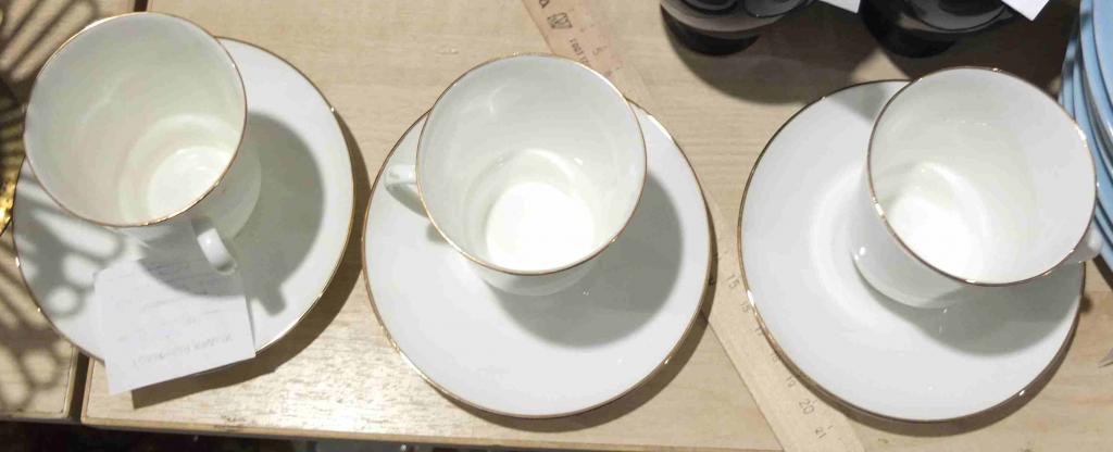 фарфоровые кофейные пары , 3 пары , фарфор ЛФЗ, ручная роспись