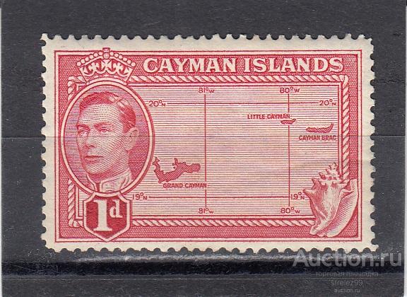 CAYMAN  ISLANDS КАЙМАН КАЙМАНОВЫ ОСТРОВА   Георг VI  Карта № 103 1938  Сост* Наклейка!!