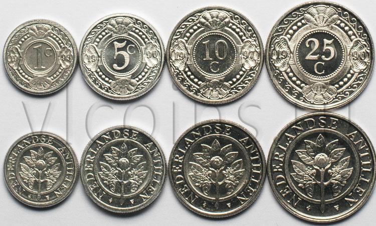 Нидерландские Антиллы набор 4 монеты 1990 1997 UNC 57461
