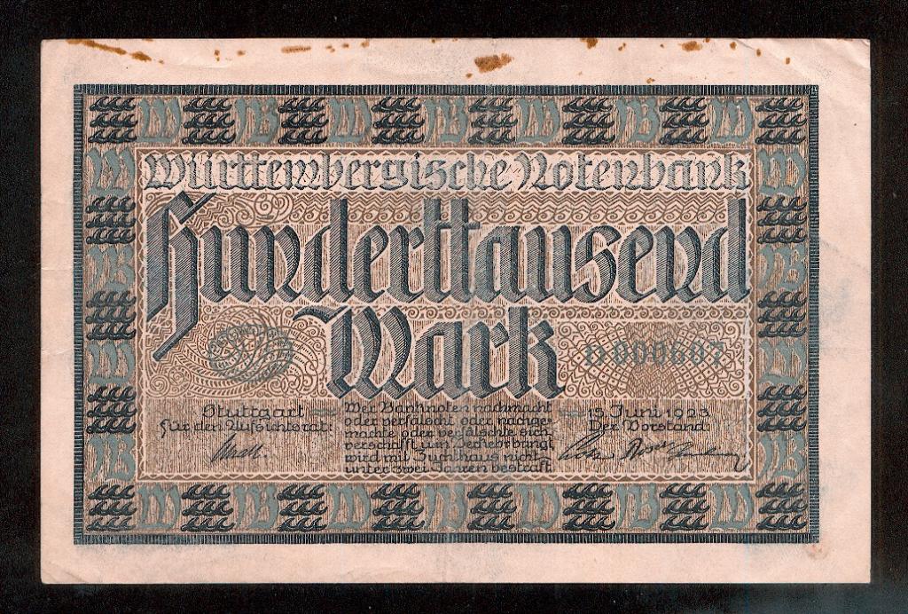 Германия. Нотгельд, Stuttgart  100 000 марок 1923 г.