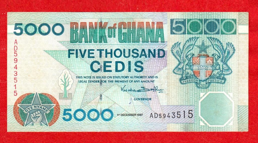 Гана, 5000 седи, 1997, VF+, РЕДКИЙ ГОД ВЫПУСКА, AD 5943515, RRR