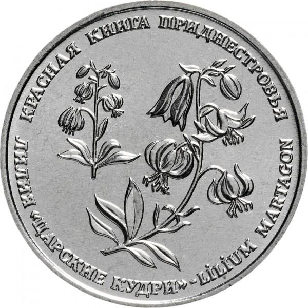 Приднестровье 1 рубль 2019 года. Красная книга Приднестровья. Лилия - Царские кудри. UNC.