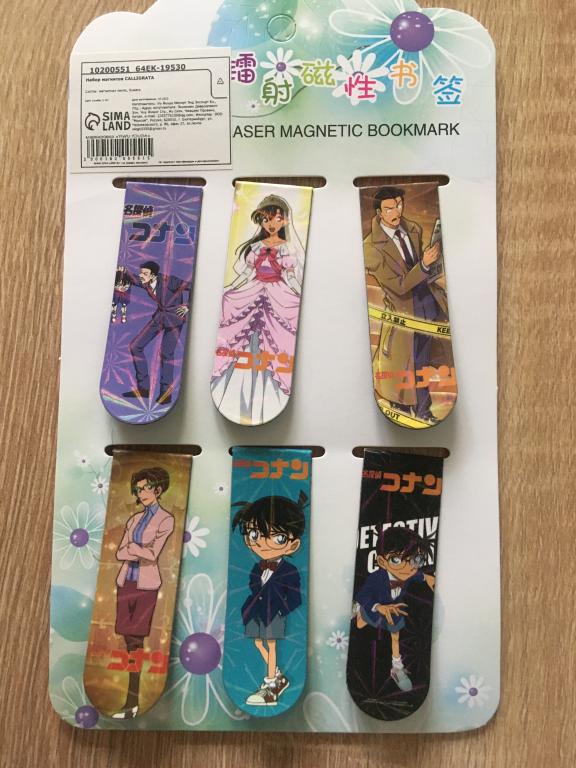 Детектив Конан Detective Conan аниме магнитные закладки 6 шт.