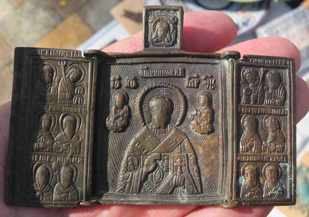 складень Николай Чудотворец с Предстоящими,  походный, царская Россия