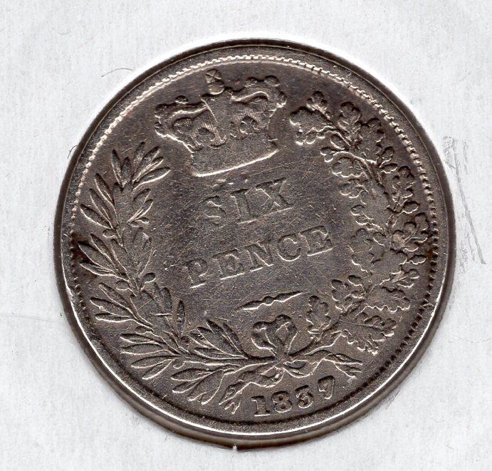 6 пенсов - Великобритания - 1837 - Уильям IV - серебро 925 - KM#712