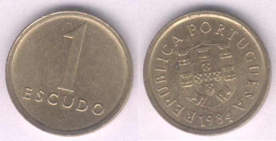 Монета Португалия 1 эскудо 1984 г. XF+ (2)