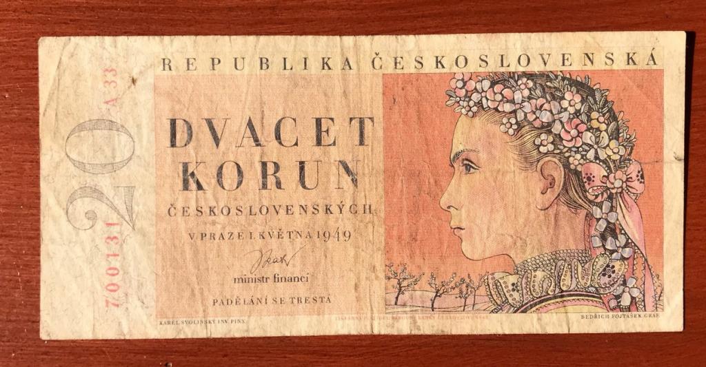 Чехословакия 20 крон 1949 год.