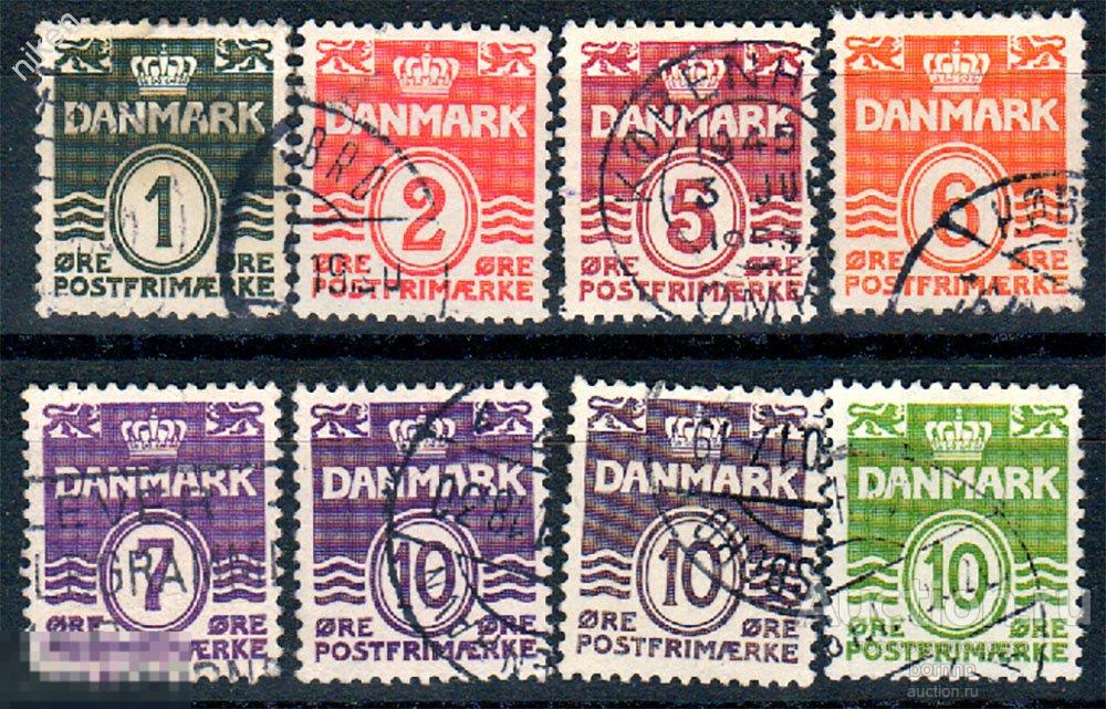 ДАНИЯ 1905-1940 СТАНДАРТ ГЕРБ ЛЕВ ЦИФРЫ ГЕРАЛЬДИКА 25 1 79