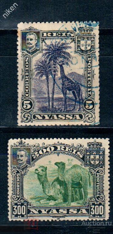НЬЯССА 1901 КОЛОНИИ ПОРТУГАЛИИ ФАУНА ЖИРАФ ВЕРБЛЮД КОНЦОВКА  Т-10-2-84