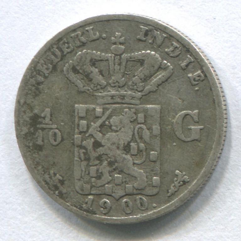 НИДЕРЛАНДСКАЯ ИНДИЯ 1/10 ГУЛЬДЕНА 1900 VF