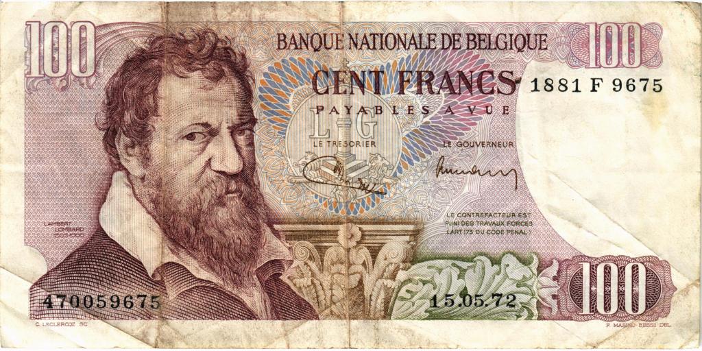 100 франков 15.05.1972 Бельгия 