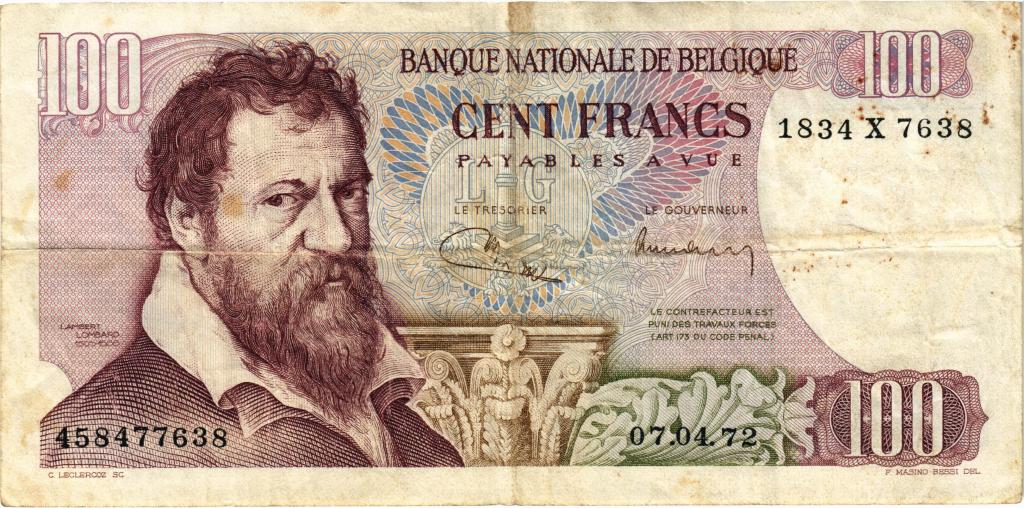 100 франков 07.04.1972 Бельгия 