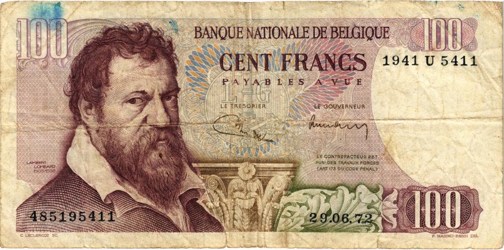 100 франков 29.06.1972 Бельгия 