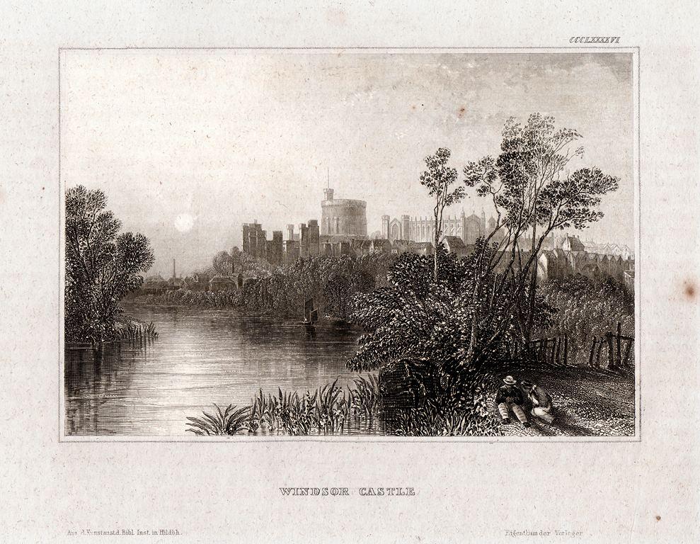 Гравюра Англия Виндзорский замок Windstor castle 1842 г....ориг..сост