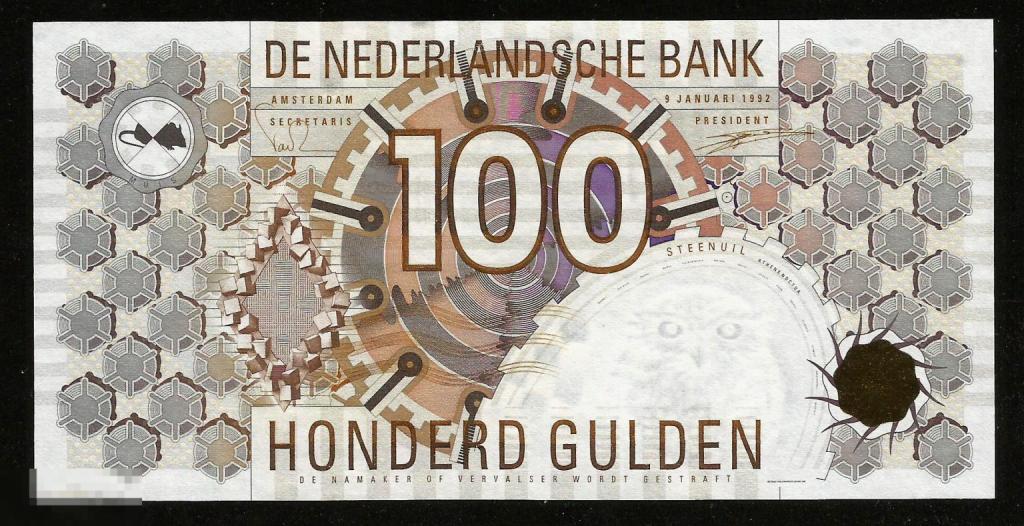 ✦ ▱ ✦ Нидерланды 100 Гульденов 1992 ! UNC + ! #64
