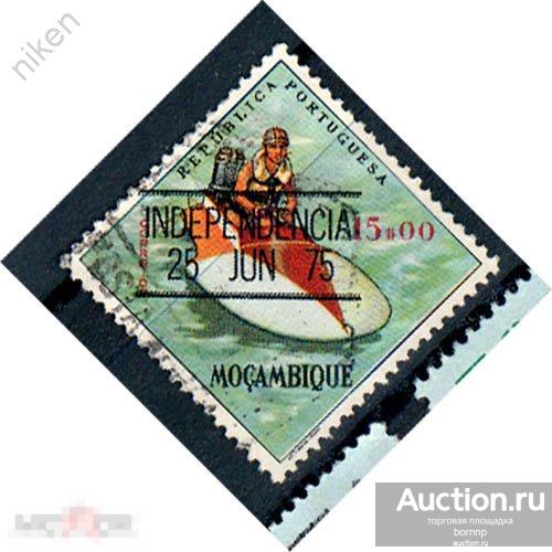 ПОРТУГАЛЬСКИЙ МОЗАМБИК 1975 КОЛОНИИ НАДПЕЧАТКА СПОРТ СКУТЕР ГЛИССЕР 63-312