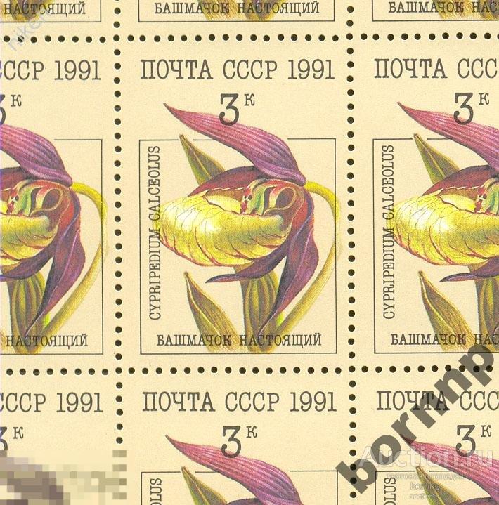СССР 1991 ФЛОРА ЦВЕТЫ ОРХИДЕИ БАШМАЧОК Л-4-234