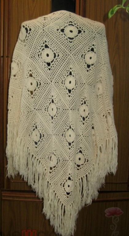 Шаль вязаная крючком красивая винтаж СССР