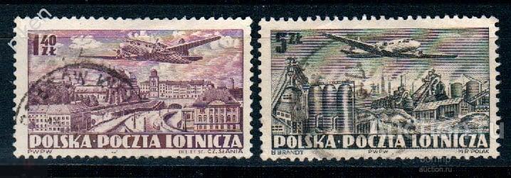 ПОЛЬША 1952 АВИАПОЧТА АВИАЦИЯ САМОЛЕТ ИЛ-12 ВАРШАВА МЕТАЛЛУРГИЧЕСКИЙ ЗАВОД  65-422