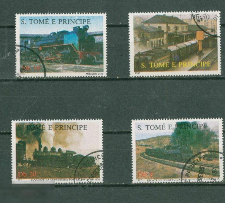 Сан Томе и Принсипи 1987 Mi# 1017 - 1020   Паровозы