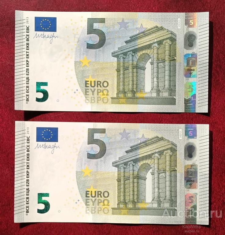 5 евро 2013 г. Испания (S), UNC пресс. М. Драги. В коллекцию! +БОНУС!