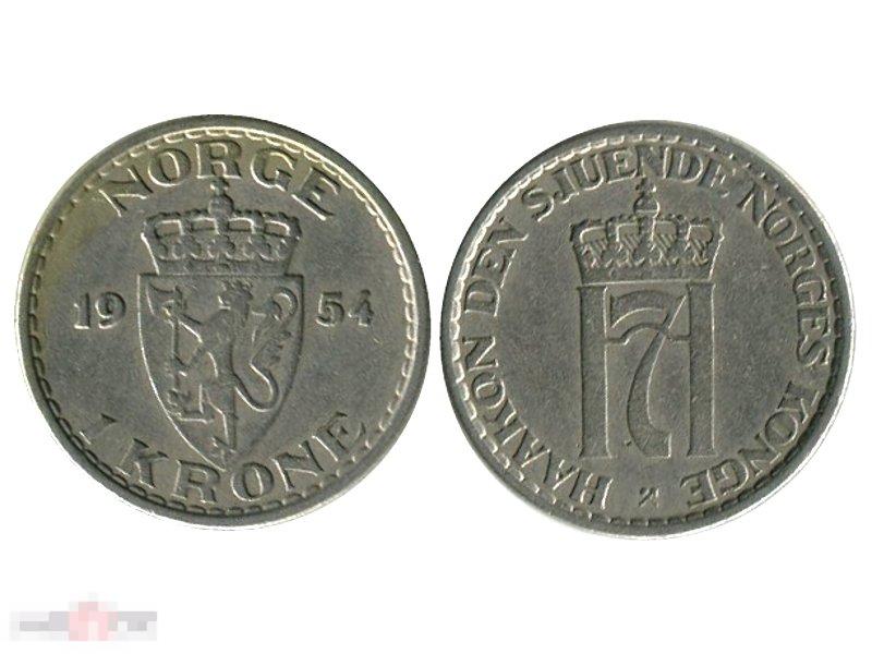 1 крона Норвегии 1954 г.
