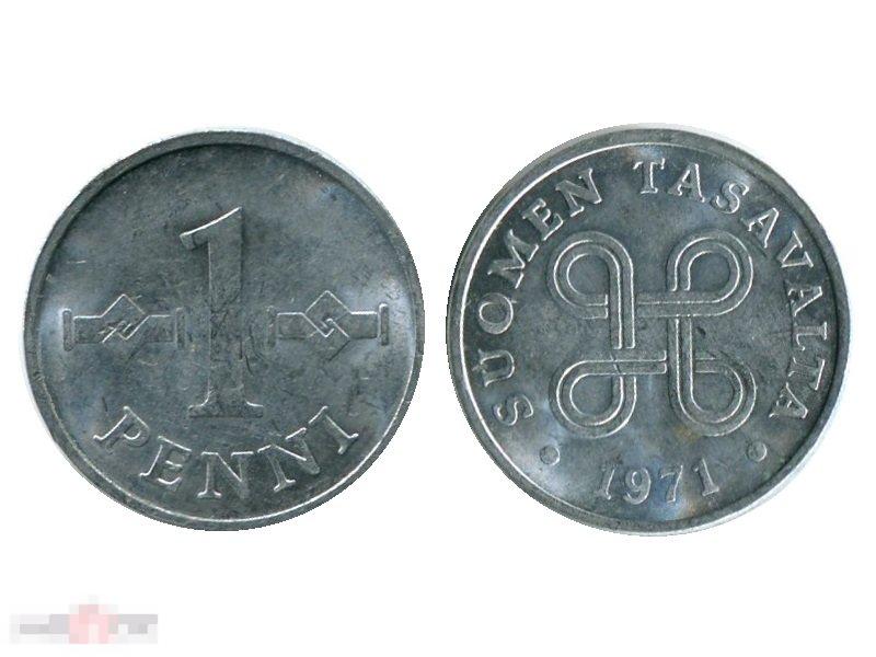 1 пенни Финляндии 1971 г.