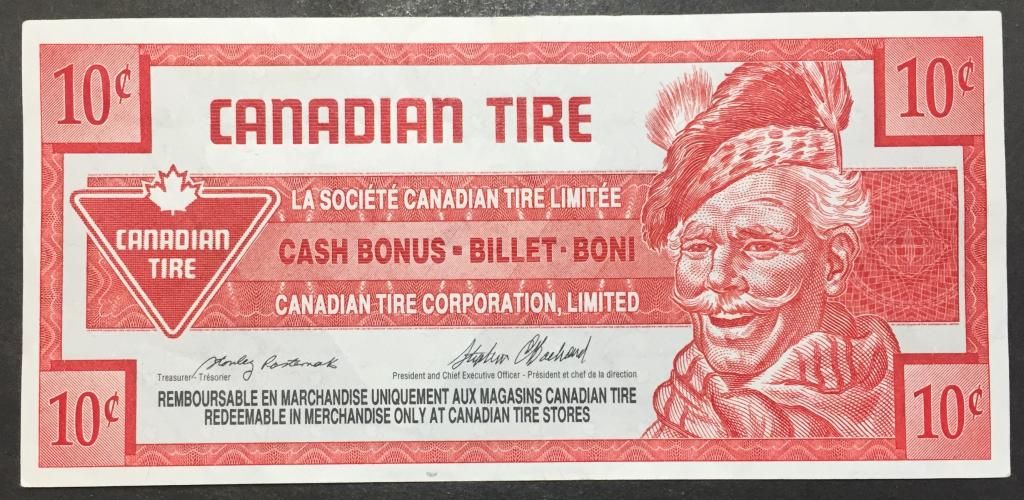 10 центов 1992 год  CANADIAN TIRE 0065843508 Канада подписи Stanley W. Pasternak