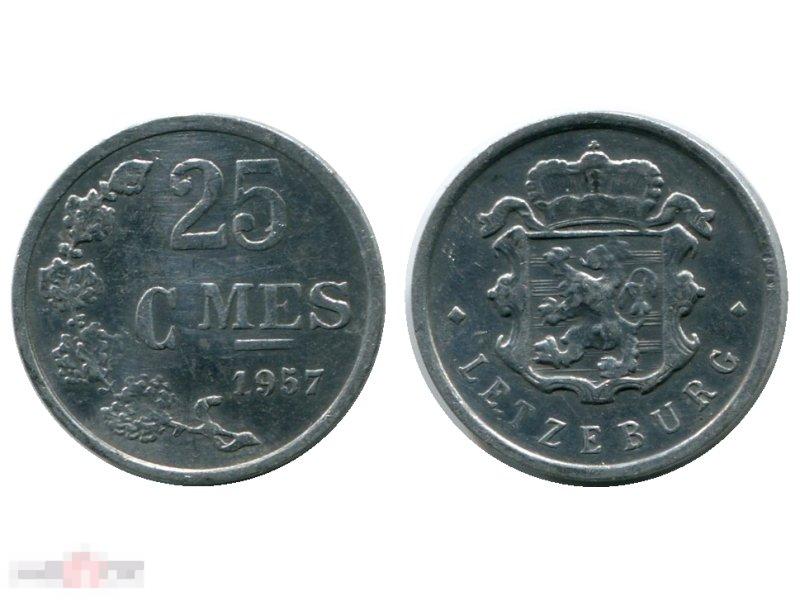 25 сантимов Люксембурга 1957 г.