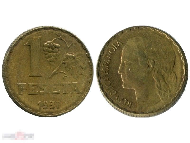 1 песета Испании 1937 г.