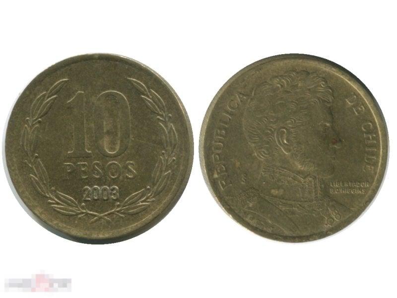 10 песо Чили 2003 г. 
