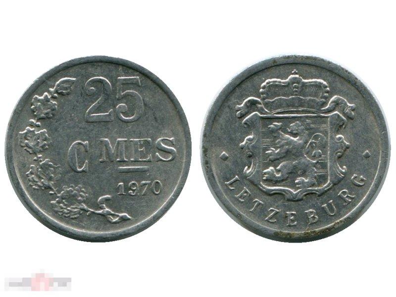 25 сантимов Люксембурга 1970 г.